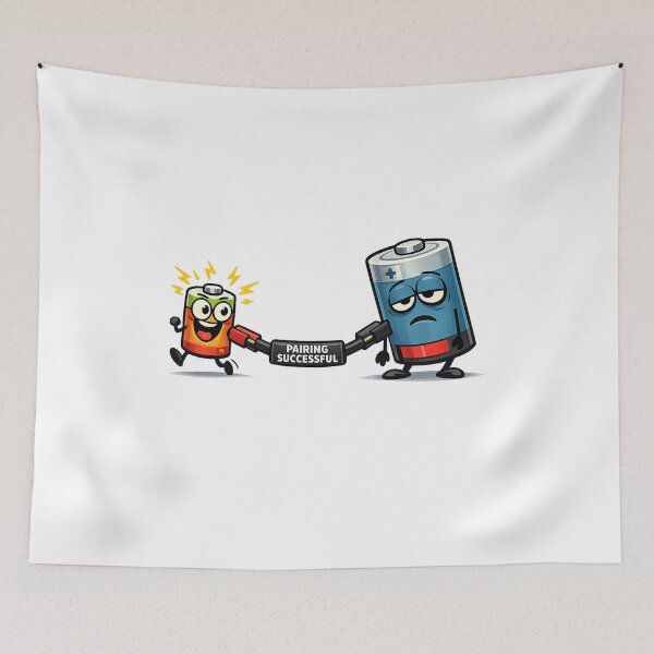 Item preview, Pairing Successful Funny Battery Couple Cartoon designed and sold by Concrete Coffee Studio.