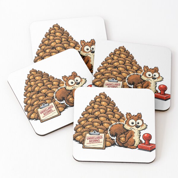 Item preview, Undeclared Acorns Funny Squirrel Cartoon designed and sold by Concrete Coffee Studio.