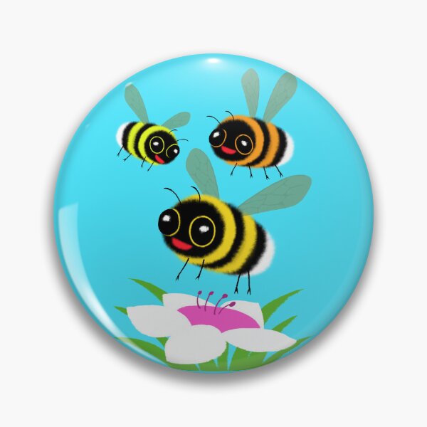 Item preview, Three Happy Bumblebees and Flower designed and sold by TamaAnimalArt.