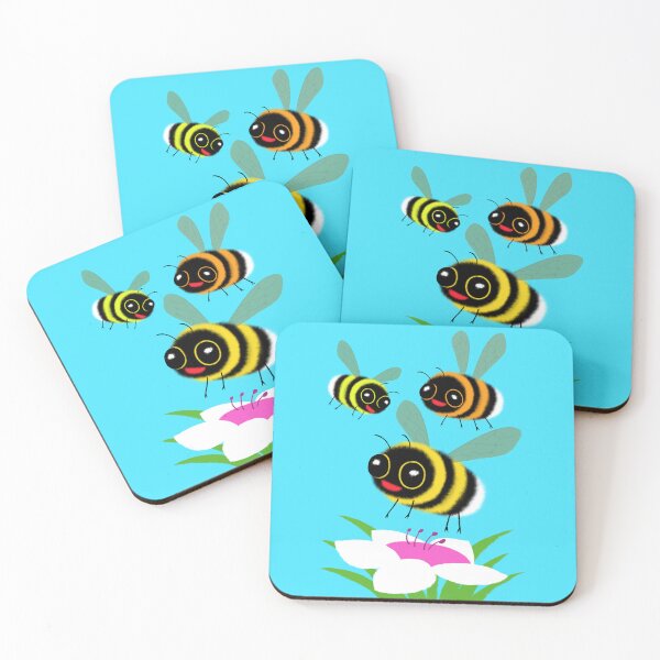 Item preview, Three Happy Bumblebees and Flower designed and sold by TamaAnimalArt.