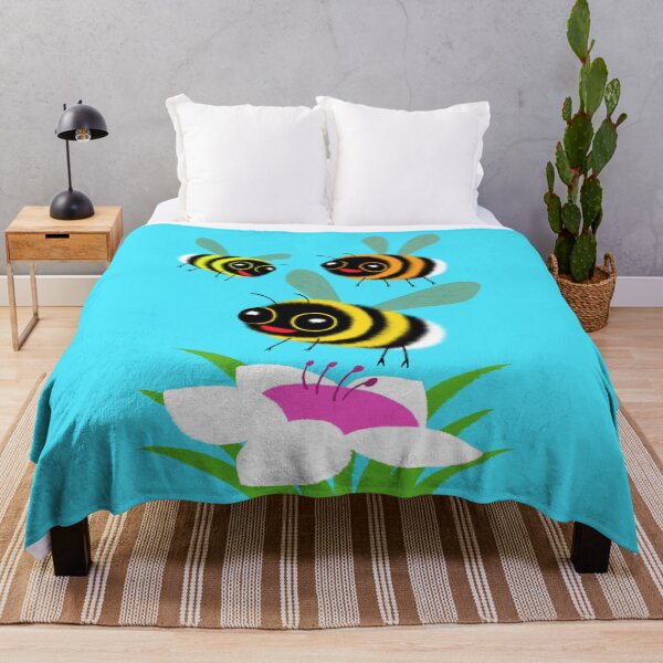 Item preview, Three Happy Bumblebees and Flower designed and sold by TamaAnimalArt.