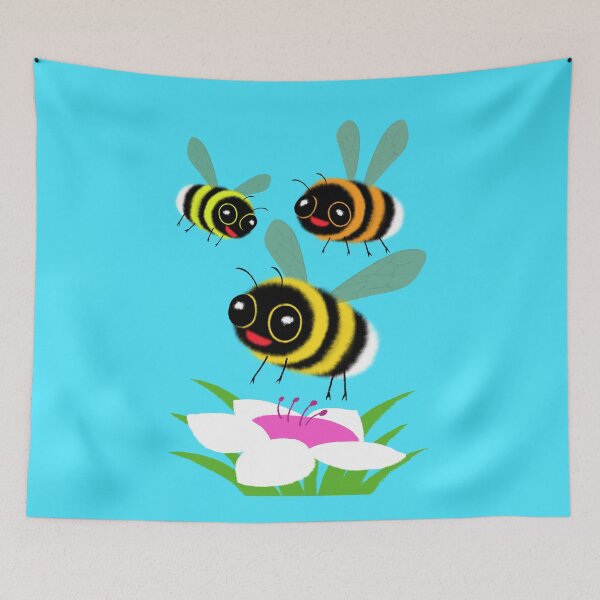 Item preview, Three Happy Bumblebees and Flower designed and sold by TamaAnimalArt.
