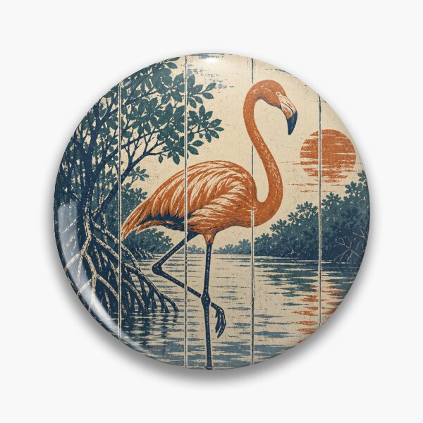 Item preview, Flamingo in the Mangrove Lagoon Wild Animal Wildlife Art designed and sold by VisualArtsOasis.