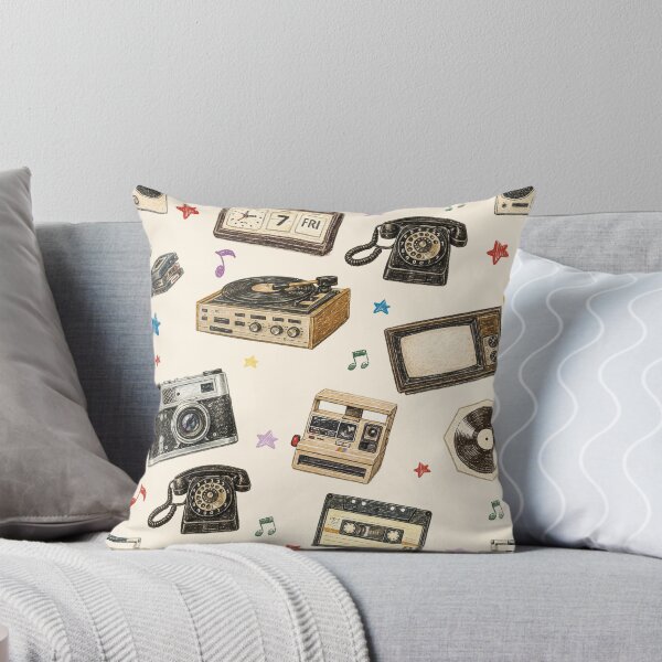 Item preview, Retro Vintage Gadgets Pattern – Record Player, Cassette Tape, Rotary Phone & Camera designed and sold by PaperyAndInk.