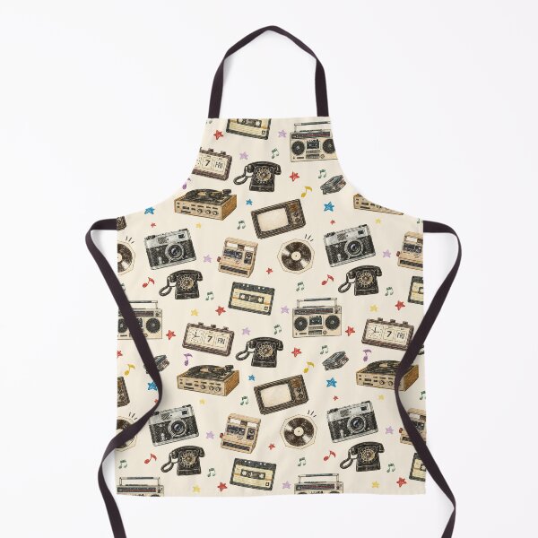 Item preview, Retro Vintage Gadgets Pattern – Record Player, Cassette Tape, Rotary Phone & Camera designed and sold by PaperyAndInk.