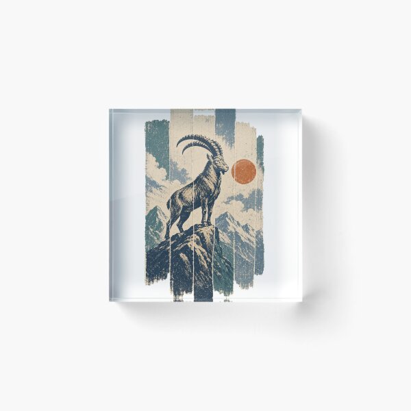 Item preview, Alpine Ibex on the Mountain Ridge Wild Animal Animal Nature Art designed and sold by VisualArtsOasis.