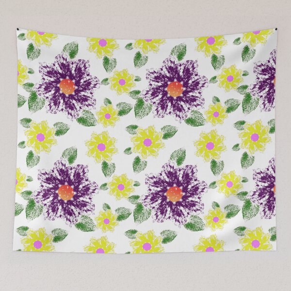 Item preview, purple and yellow flower pattern designed and sold by Maricruz88hdez.