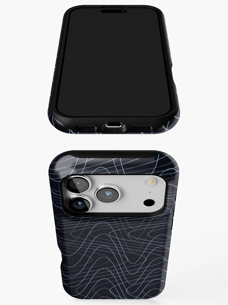 Thumbnail 3 of 4, iPhone Case, Abstract Deep Sea Blue Distorted Pattern designed and sold by GraphyLab.