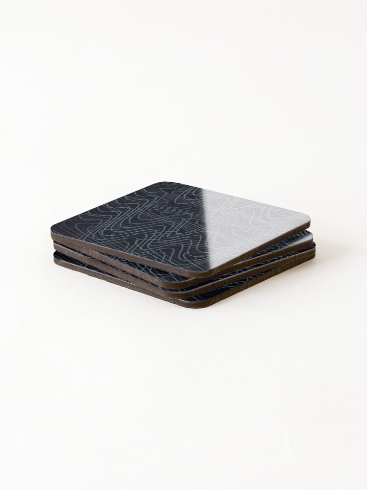 Thumbnail 4 of 5, Coasters (Set of 4), Abstract Deep Sea Blue Distorted Pattern designed and sold by GraphyLab.