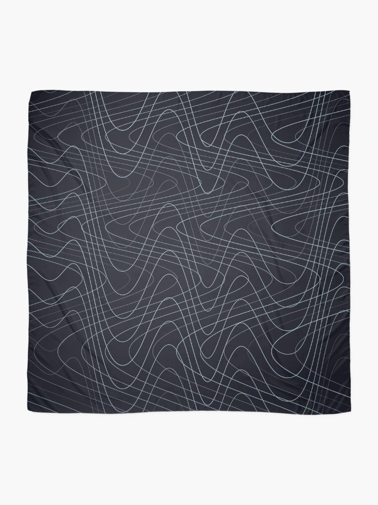 Thumbnail 2 of 3, Scarf, Abstract Deep Sea Blue Distorted Pattern designed and sold by GraphyLab.
