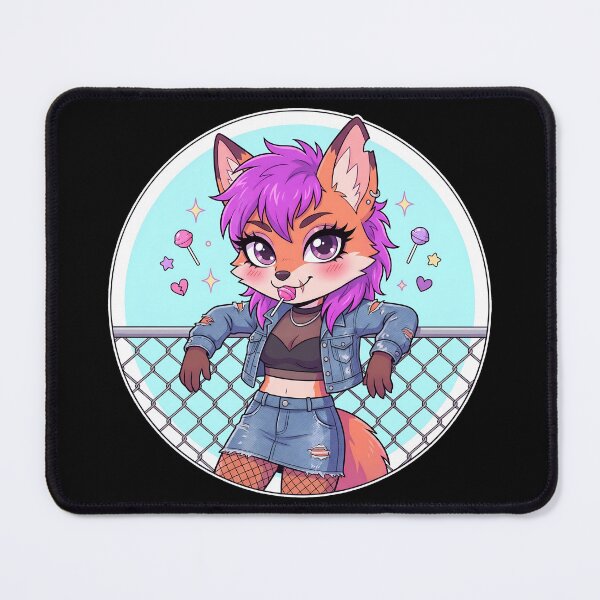 Item preview, Cute Rebel Denim Fox Girl - Kawaii Streetwise Chibi designed and sold by LumiPress Co..