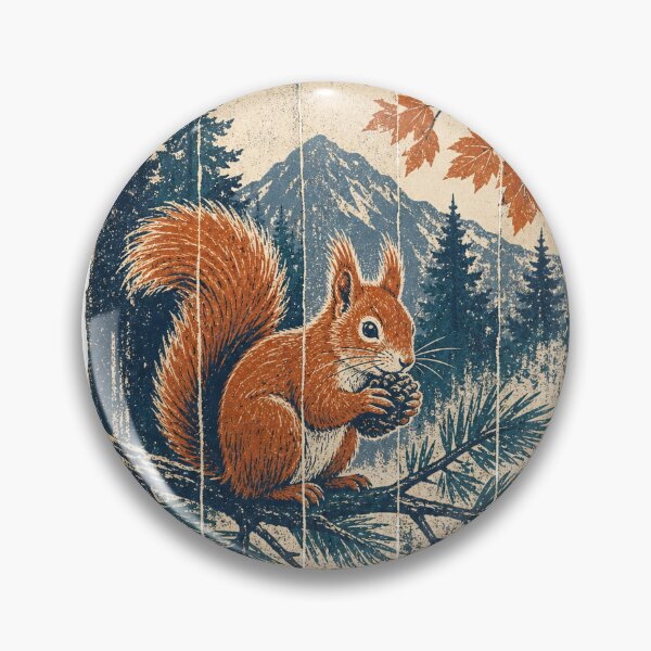 Item preview, Red Squirrel on the Pine Branch Wild Animal Animal Portrait designed and sold by VisualArtsOasis.