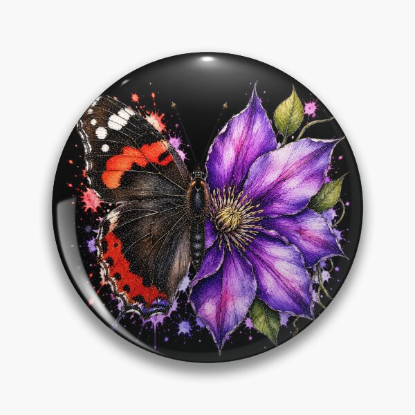 Item preview, Clematis Butterfly Watercolor Illustration designed and sold by ColorSplash123.
