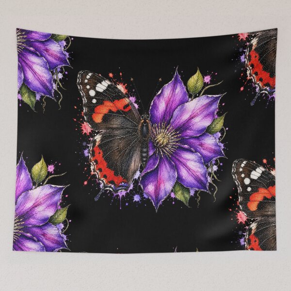 Item preview, Clematis Butterfly Watercolor Illustration designed and sold by ColorSplash123.