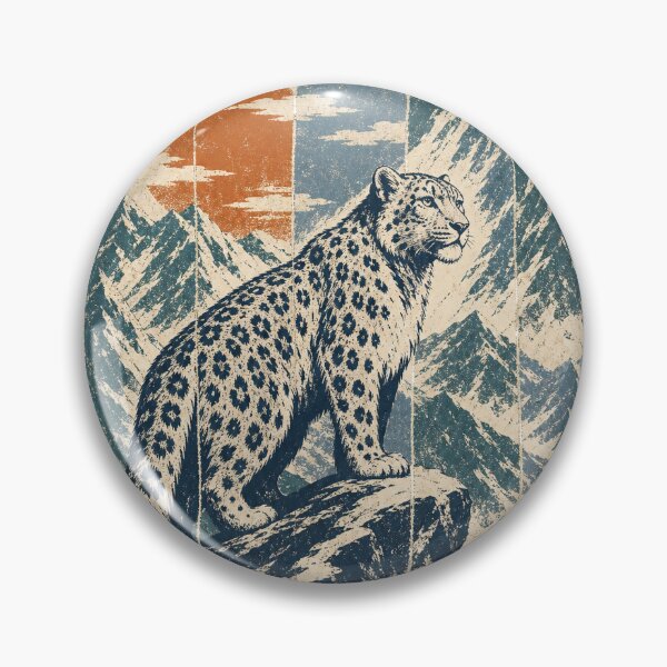 Item preview, Snow Leopard on the Mountain Peaks Wild Animal Nature Illustration designed and sold by VisualArtsOasis.