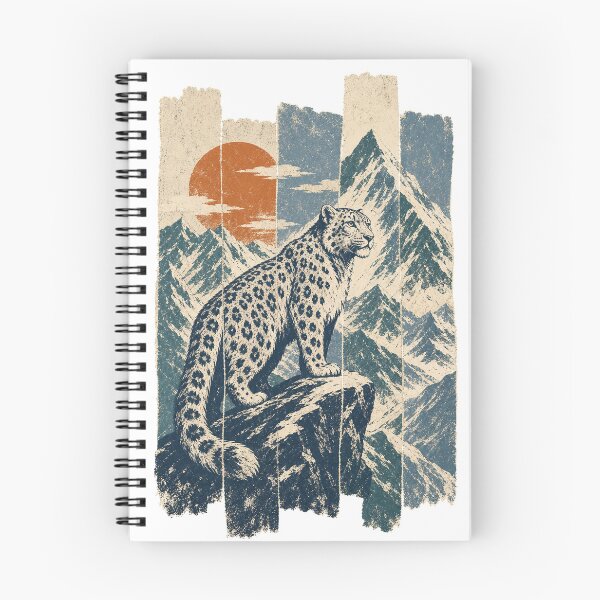 Item preview, Snow Leopard on the Mountain Peaks Wild Animal Nature Illustration designed and sold by VisualArtsOasis.