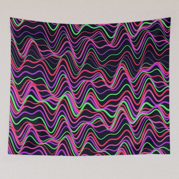 Item preview, Vibrant Neon Pink and Green Wavy Pattern designed and sold by GraphyLab.