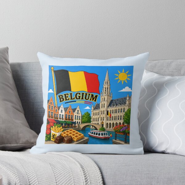 Item preview, Belgium Flag with Canal and Waffles Design designed and sold by Myra365Art.