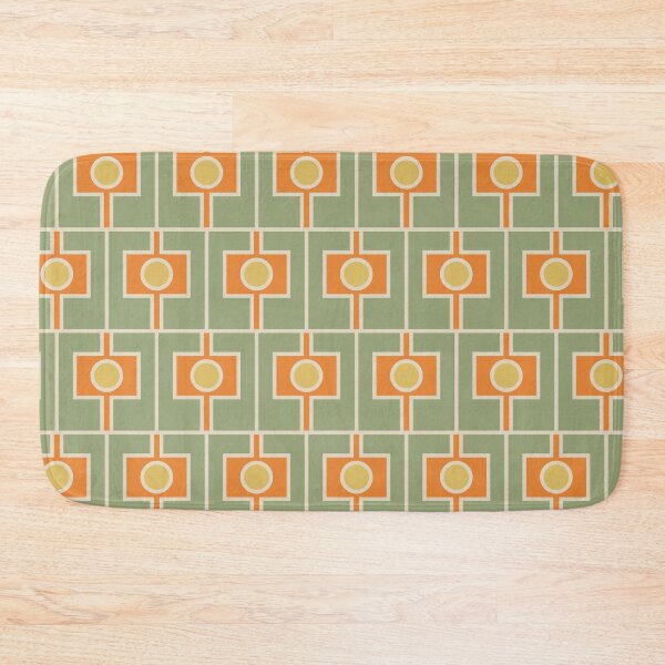 Item preview, Mid Century Modern Geometric Rektangel Pattern in Mossy Sage Green Orange Yellow Beige designed and sold by kierkegaard.