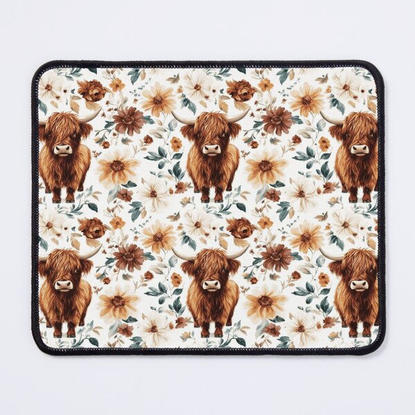 Item preview, Vintage Floral Highland Cow Pattern designed and sold by Steele-Art.