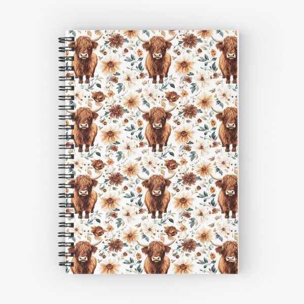 Item preview, Vintage Floral Highland Cow Pattern designed and sold by Steele-Art.