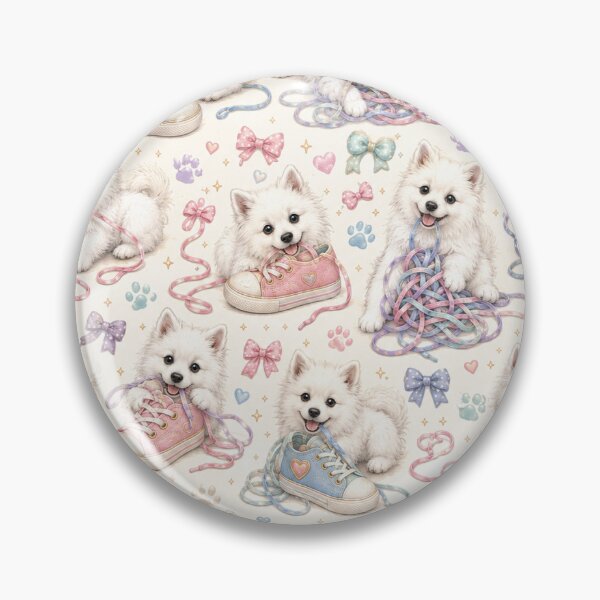 Item preview, Naughty American Eskimo Puppies and Colorful Sneakers designed and sold by Wags & Tails.