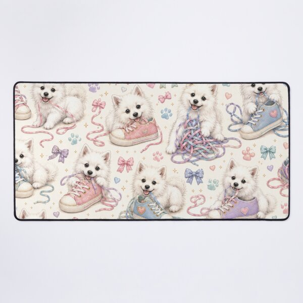 Item preview, Naughty American Eskimo Puppies and Colorful Sneakers designed and sold by Wags & Tails.