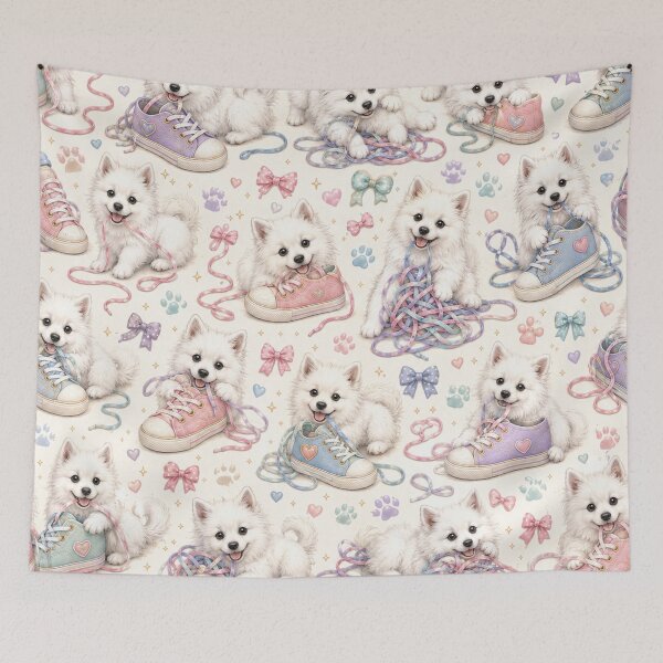 Item preview, Naughty American Eskimo Puppies and Colorful Sneakers designed and sold by Wags & Tails.