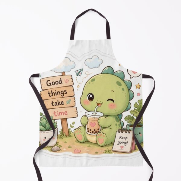 Item preview, Cute Kawaii Dinosaur Sticker | Baby Dino with Boba Tea | Good Things Take Time | Cute Pastel Sticker designed and sold by Vegasstickers.
