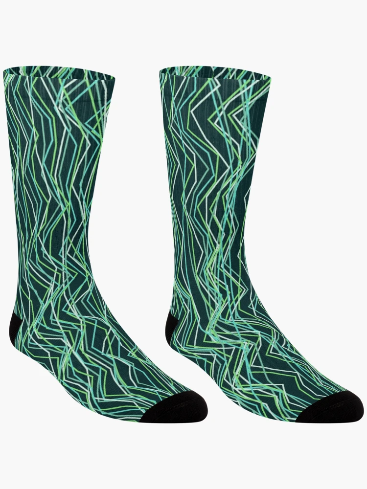 Thumbnail 3 of 5, Socks, Abstract Winter Ocean Angular Line Pattern designed and sold by GraphyLab.