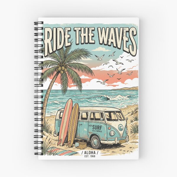 Item preview, Ride The Waves Retro Beach Surf Van Illustration designed and sold by misbahsiro.