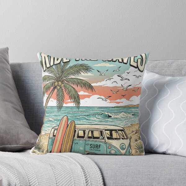 Item preview, Ride The Waves Retro Beach Surf Van Illustration designed and sold by misbahsiro.