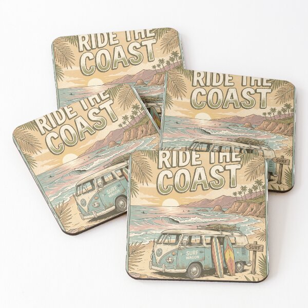 Item preview, Ride The Coast California Sunset Surf Wagon Art designed and sold by misbahsiro.