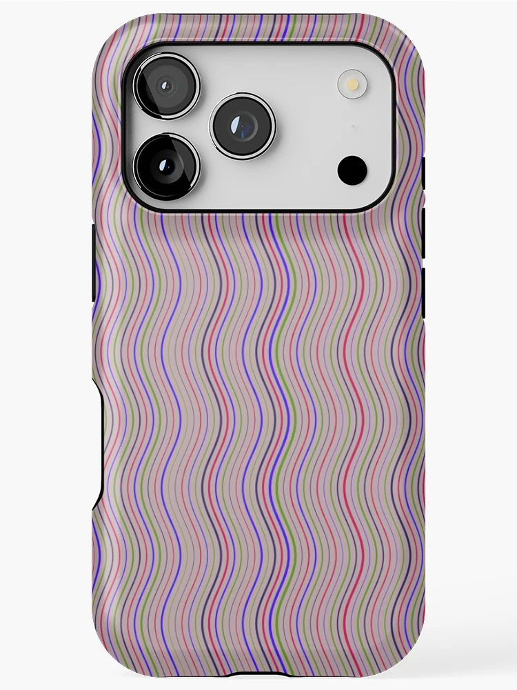 Thumbnail 1 of 4, iPhone Case, Retro Multicolor Wavy Parallel Lines Pattern designed and sold by GraphyLab.