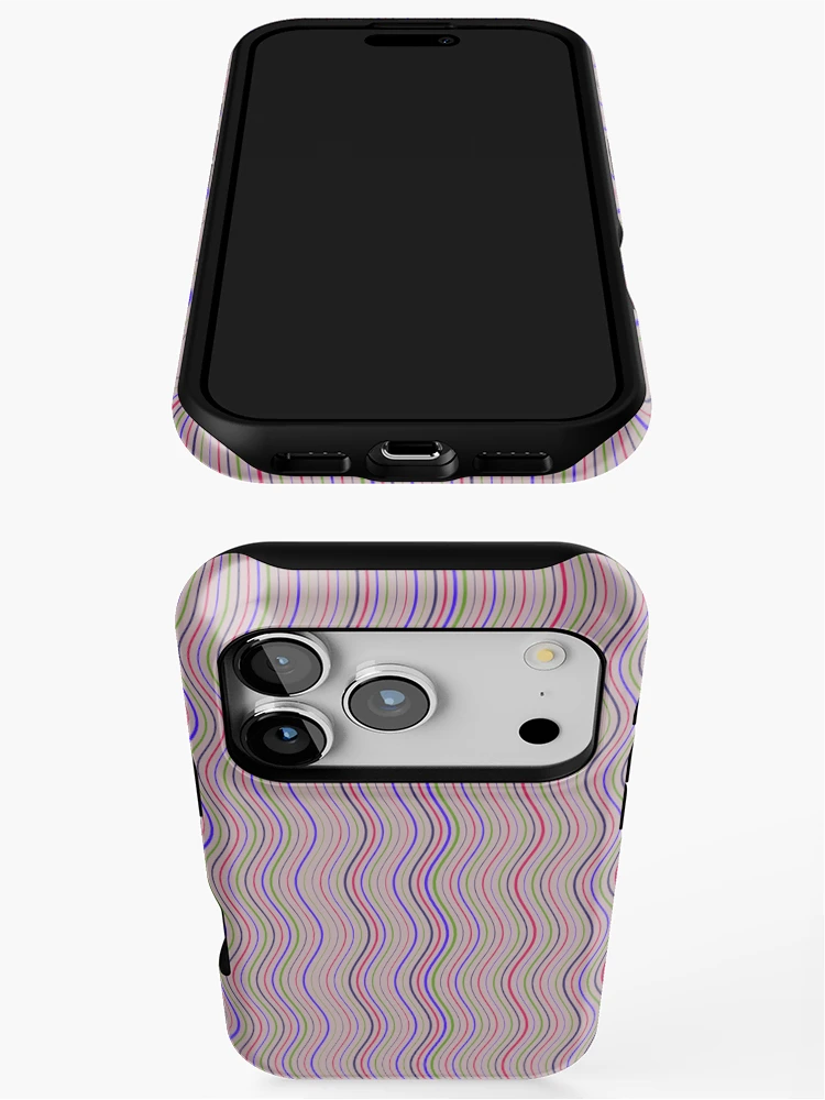 Thumbnail 3 of 4, iPhone Case, Retro Multicolor Wavy Parallel Lines Pattern designed and sold by GraphyLab.