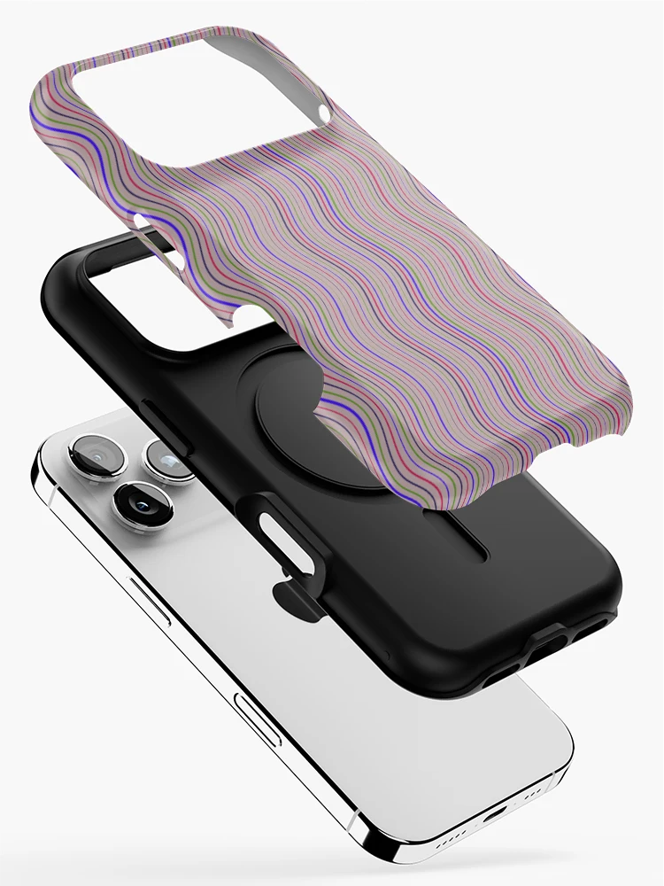 Thumbnail 2 of 4, iPhone Case, Retro Multicolor Wavy Parallel Lines Pattern designed and sold by GraphyLab.