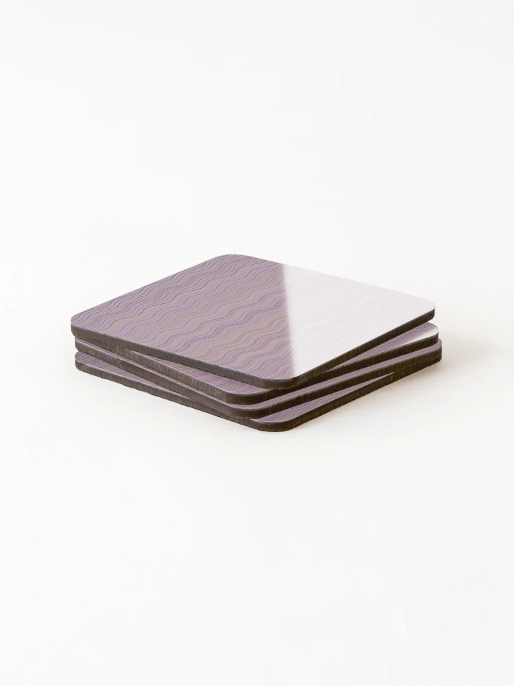 Thumbnail 4 of 5, Coasters (Set of 4), Retro Multicolor Wavy Parallel Lines Pattern designed and sold by GraphyLab.