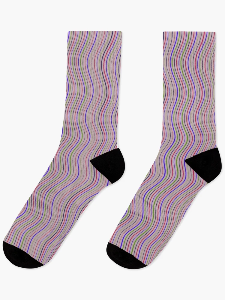 Thumbnail 1 of 5, Socks, Retro Multicolor Wavy Parallel Lines Pattern designed and sold by GraphyLab.