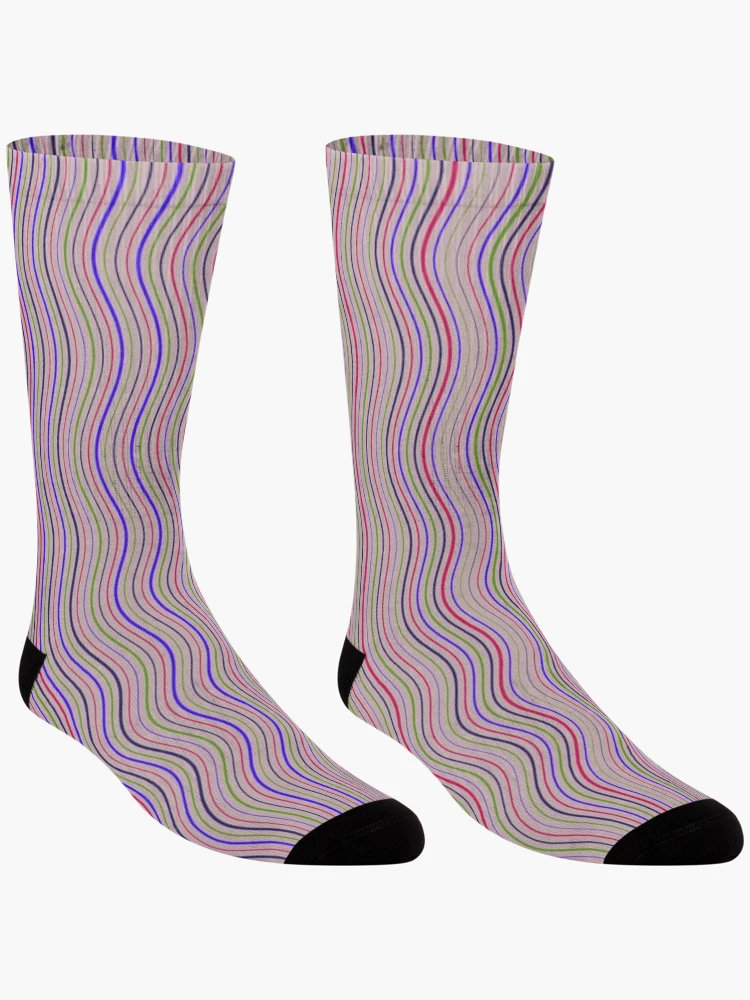 Thumbnail 3 of 5, Socks, Retro Multicolor Wavy Parallel Lines Pattern designed and sold by GraphyLab.