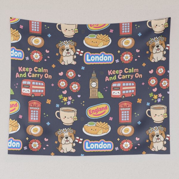 Item preview, England Cute Collage Pastel Seamless Pattern designed and sold by HowToCanadian.