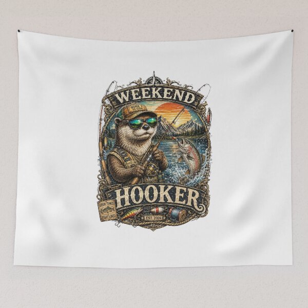 Item preview, Weekend Hooker Otter Fishing Vintage Design | Funny Fisherman Gift | Born to Fish Retro Wildlife Graphic designed and sold by MMK1SHOP.