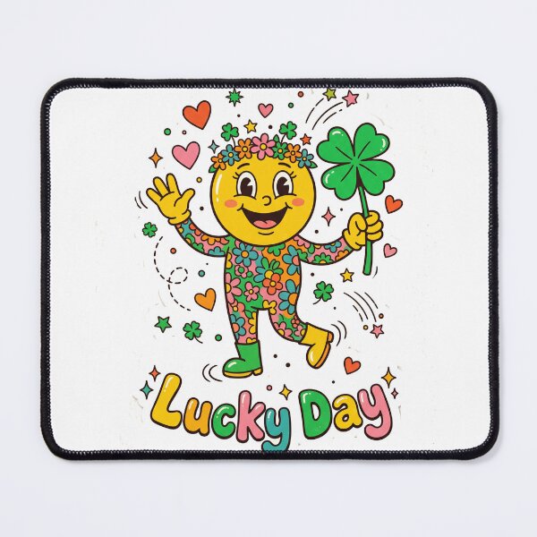 Item preview, Retro Lucky Day Four Leaf Clover Vintage Mascot Sticker Design designed and sold by misbahsiro.