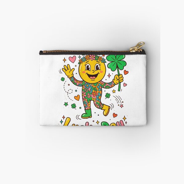 Item preview, Retro Lucky Day Four Leaf Clover Vintage Mascot Sticker Design designed and sold by misbahsiro.