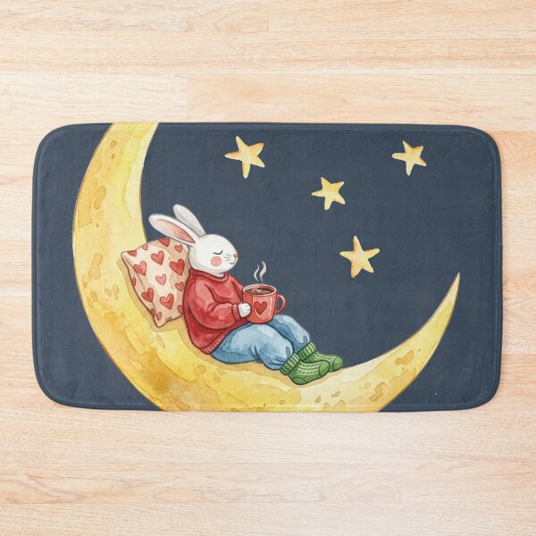 Item preview, Cozy Moon Dreams – Cute Watercolor Bunny with Hot Cocoa designed and sold by chriswo-design.