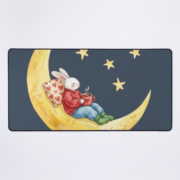 Item preview, Cozy Moon Dreams – Cute Watercolor Bunny with Hot Cocoa designed and sold by chriswo-design.