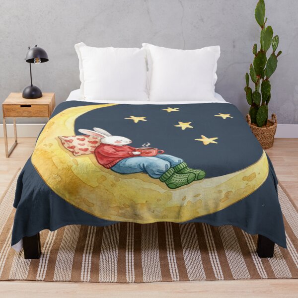 Item preview, Cozy Moon Dreams – Cute Watercolor Bunny with Hot Cocoa designed and sold by chriswo-design.