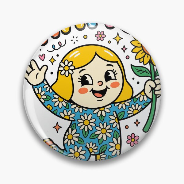 Item preview, Retro Happy Girl Sunflower Vintage Mascot Sticker Design designed and sold by misbahsiro.