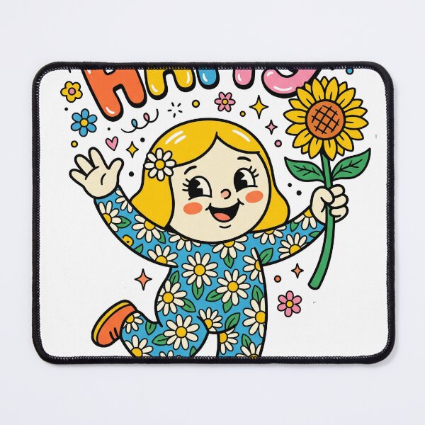 Item preview, Retro Happy Girl Sunflower Vintage Mascot Sticker Design designed and sold by misbahsiro.