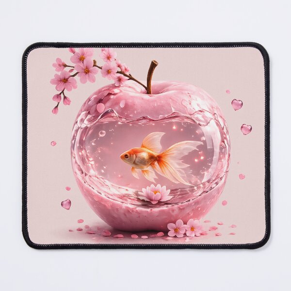 Item preview, Pink Apple Aquarium Goldfish – Sakura Cherry Blossom Fantasy Art designed and sold by Masora.studio.