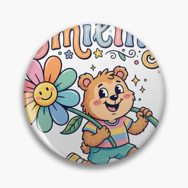Item preview, Keep Smiling Retro Bear Rainbow Flower Mascot Sticker Design designed and sold by misbahsiro.